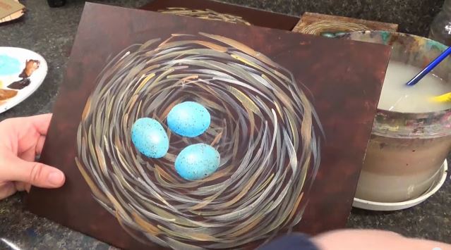 Tutoriales de pintura acrílica - nido de pájaros
